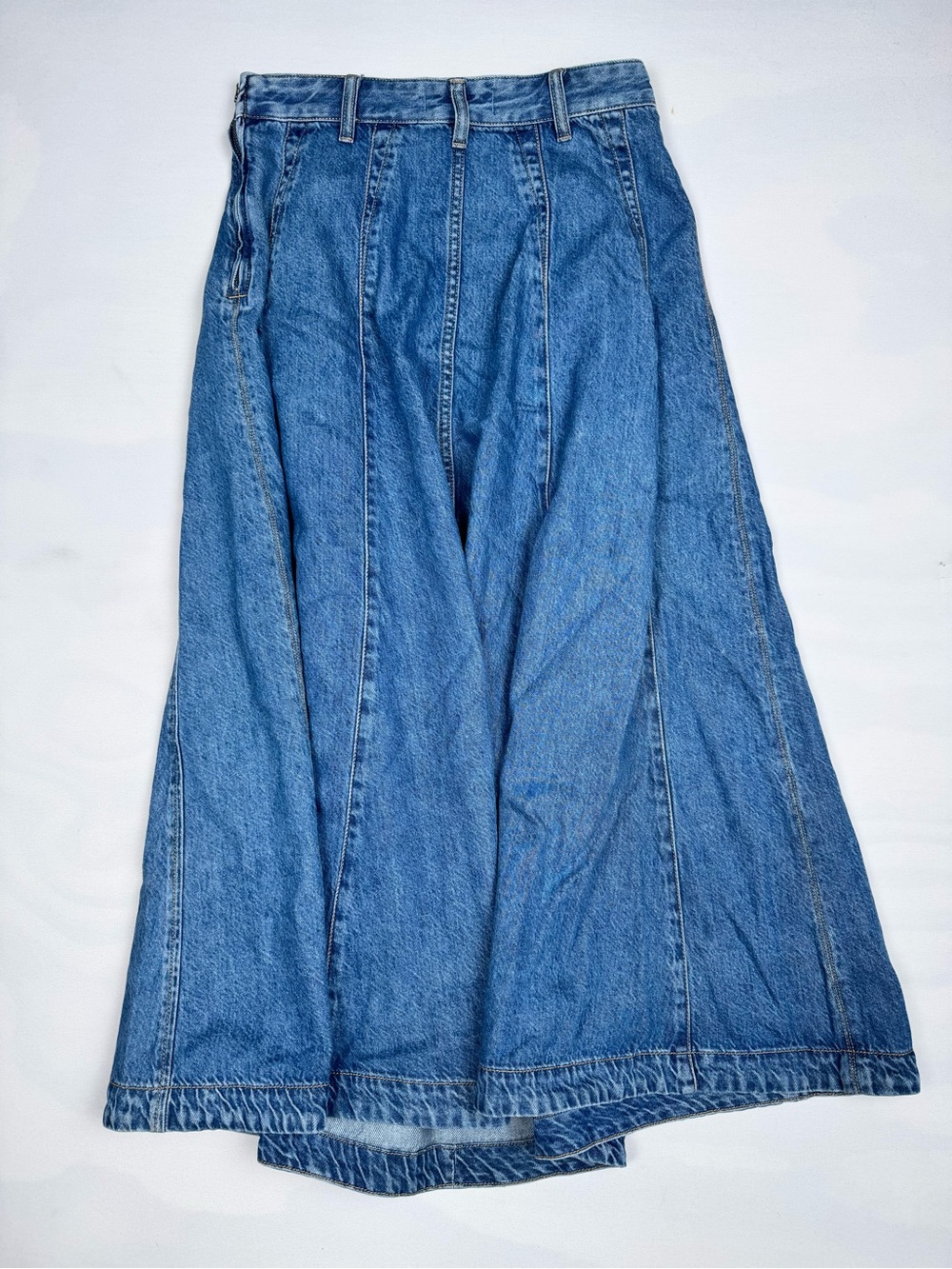 Madewell Midi Skirt Robertson Wash: Airy Denim Edition Women’s 26 Retail $148 - Picture 6 of 6